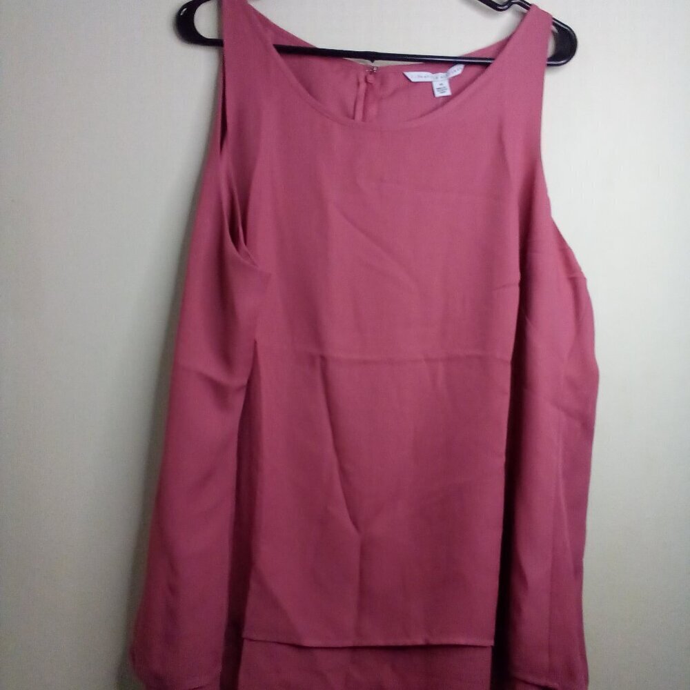 Lifestyle Attitude Blouse Women 3X Sleeveless Flowing Antique Rose Pink